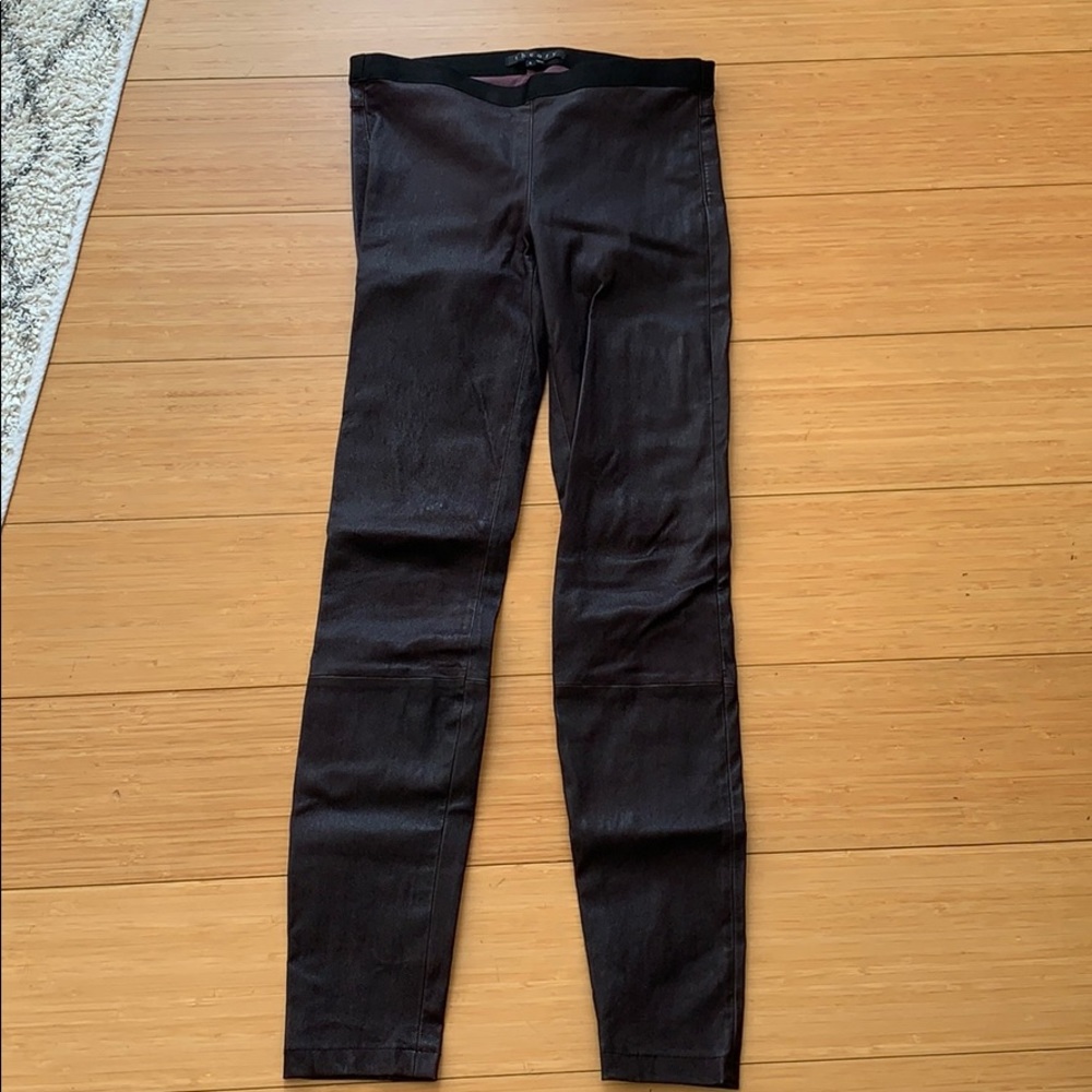 Theory Bristol leggings burgundy lambskin 26